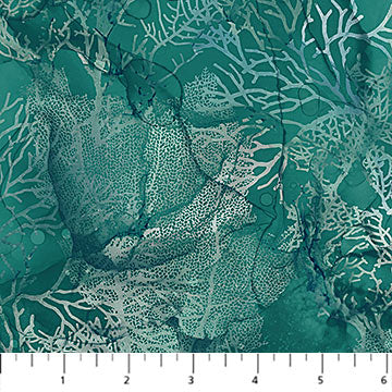 Fabric CORAL TEAL from SEA BREEZE Collection by Deborah Edwards and Melanie Samra, DP27100-66