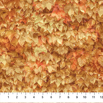 Fabric DP28059-37 LAYERED LEAVES LIGHT RUST from AUTUMN BREEZE Collection by Deborah Edwards and Melanie Samra for Northcott