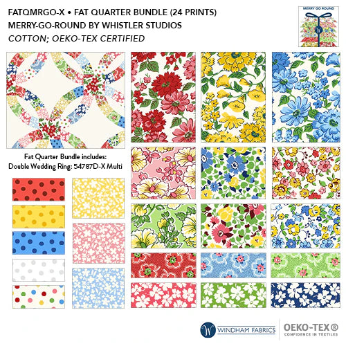 Cotton Fabric Fat Quarter Bundle FATQMRGO-X Multi, MERRY-GO-ROUND Collection from Whistler Studios for Windham