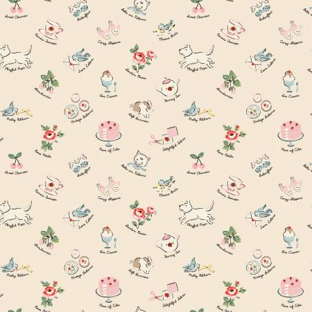 Fabric FAVORITE THINGS NATURAL by Elea Lutz from the My Favorite Things Collection for Poppie Cotton, # FT23700