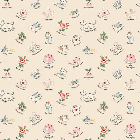 Fabric FAVORITE THINGS NATURAL by Elea Lutz from the My Favorite Things Collection for Poppie Cotton, # FT23700