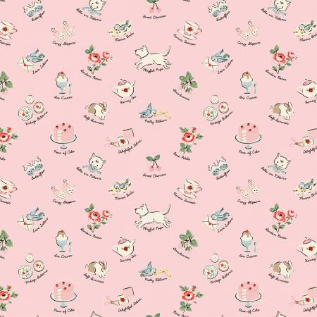 Fabric FAVORITE THINGS PINK by Elea Lutz from the My Favorite Things Collection for Poppie Cotton, # FT23701