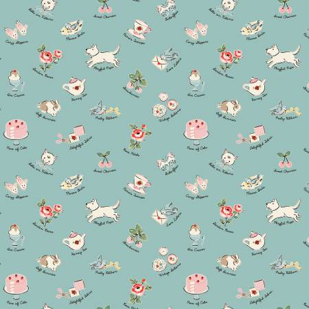Fabric FAVORITE THINGS BLUE by Elea Lutz from the My Favorite Things Collection for Poppie Cotton, # FT23702