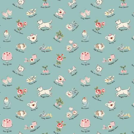 Fabric FAVORITE THINGS BLUE by Elea Lutz from the My Favorite Things Collection for Poppie Cotton, # FT23702