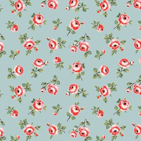 Fabric ROSE PETALS BLUE by Elea Lutz from the My Favorite Things Collection for Poppie Cotton, # FT23714