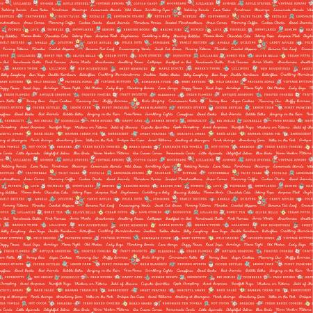 Fabric LOVE LETTERS RED by Elea Lutz from the My Favorite Things Collection for Poppie Cotton, # FT23716