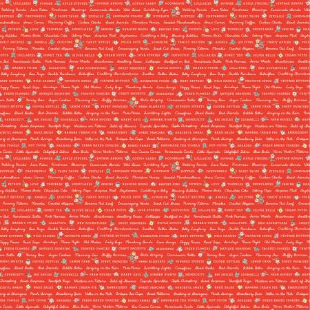 Fabric LOVE LETTERS RED by Elea Lutz from the My Favorite Things Collection for Poppie Cotton, # FT23716