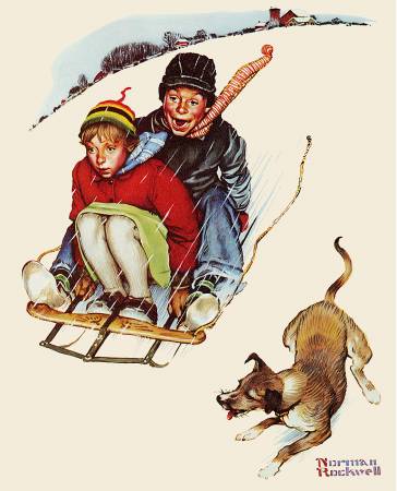 Norman Rockwell SLEDDING Digital Panel 36in # NR00101C1