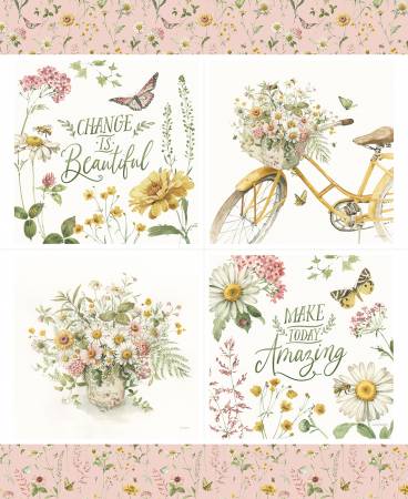 Fabric FLOWER PILLOW PANEL from LOVE ME MORE Collection from Riley Blake Designs, PD15638-PANEL