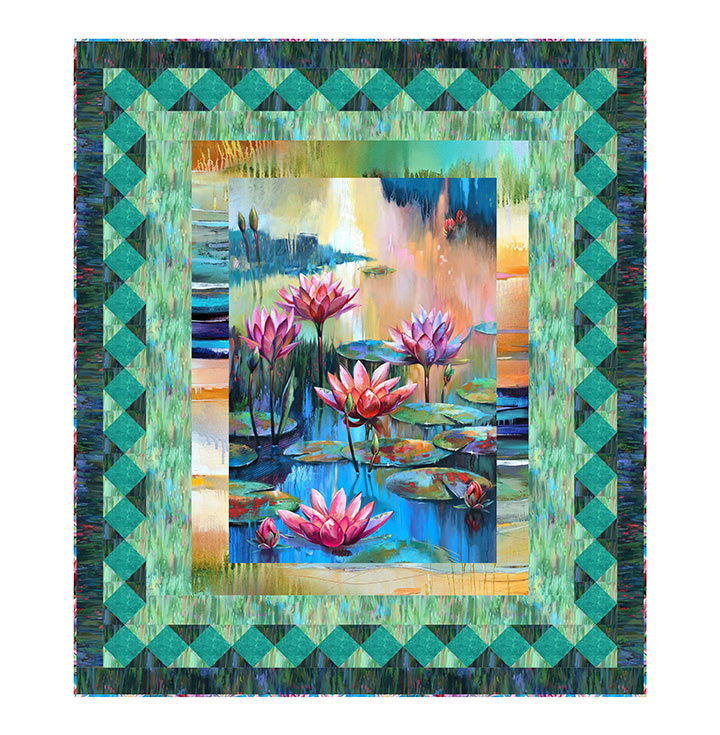 QUILT Kit LILY LATTICE, featuring LOTUS Collection by Tim Parker for Northcott