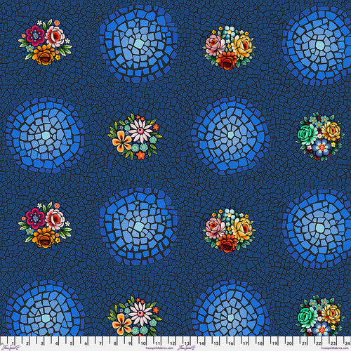 Fabric LORENZO-MARINE by Odile Bailloeul from Murano Collection for Free Spirit Fabrics PWOB096.MARINE