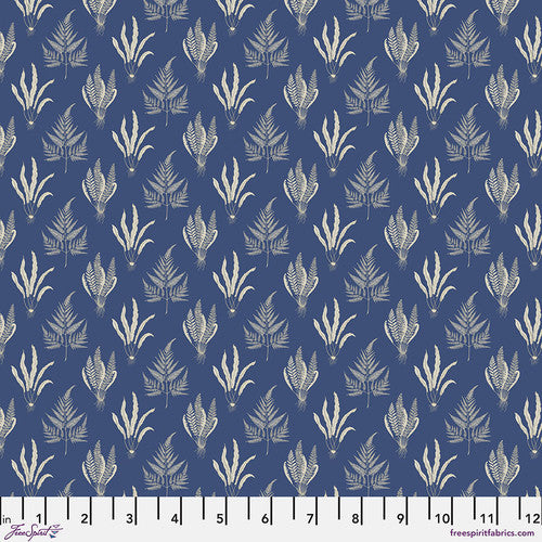 Fabric SMALL WOODLAND FERNS COBALT, from Country Romance Collection, for Free Spirit, PWSA078.COBALT