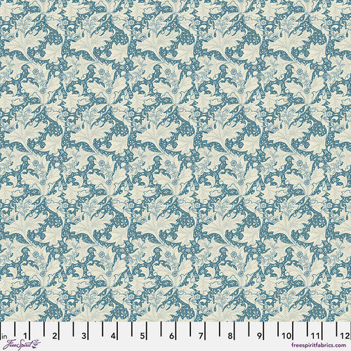 Fabric Small Wallflower - Blue from EMERY WALKER Collection, Original Morris & Co for Free Spirit, PWWM108.BLUE