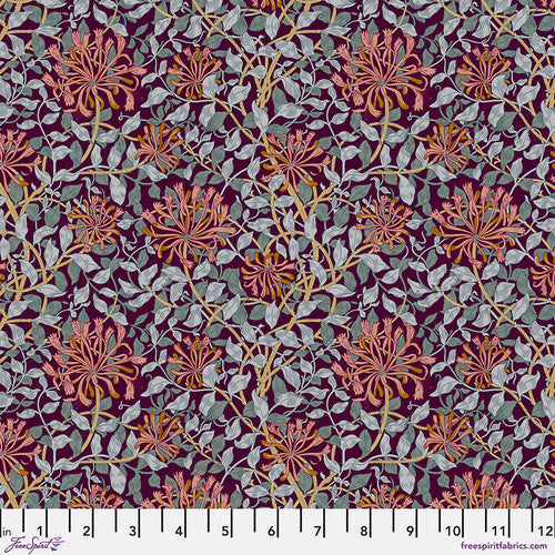 Fabric SMALL HONEYSUCKLE MULBERRY, Red House Collection, Original Morris & Co, PWWM120.MULBERRY