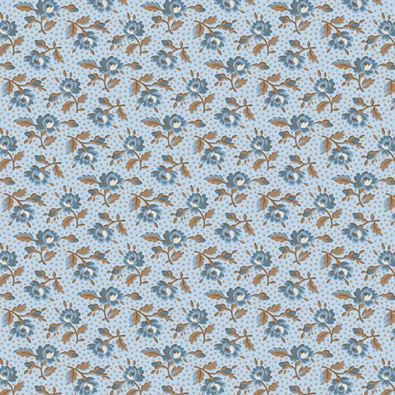 Quilting Fabric BESSIE'S ROSE R570499 BLUE by Marcus Fabrics from Back in the Day Collection.
