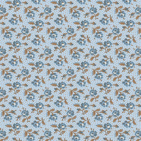 Quilting Fabric BESSIE'S ROSE R570499 BLUE by Marcus Fabrics from Back in the Day Collection.