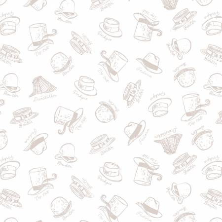 Fabric  WHITE HEADDRESS by Rae Ritchie from Dapper Den Collection for Dear Stella, ST-DRR2950WHITE