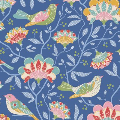 Fabric BIRD TREE BLUE by TILDA, JUBILEE Collection, TIL100554