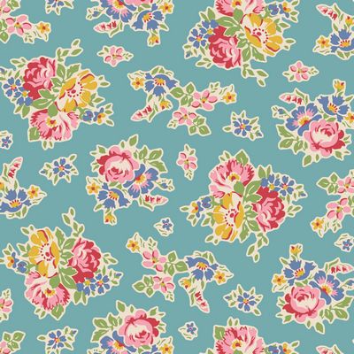 Fabric JUBILEE-SUE TEAL by TILDA, TIL100559