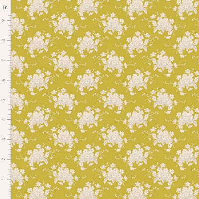 Fabric SUNDAY BRUNCH WHITE FLOWER SOUR YELLOW by TILDA, TIL100590