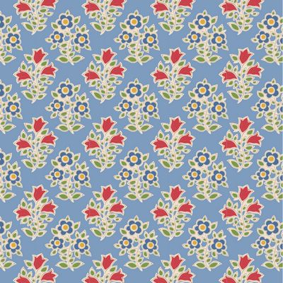 Fabric FARM FLOWERS LIGHT BLUE, blenders for JUBILEE Collection by TILDA, TIL110100