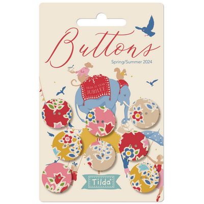 Tilda FARM FLOWERS Buttons Pack, 18mm/0.72"diameter, TIL 400061, 8 pieces set
