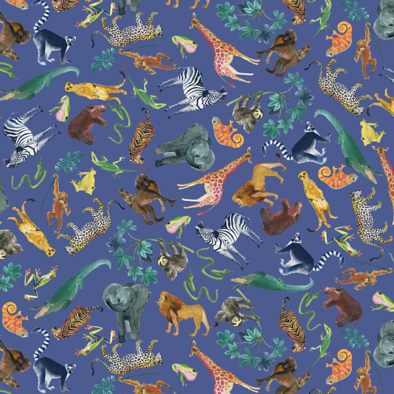 Fabric ANIMAL JIGSAW - DUSK - WB080, from SAFARI Collection by Lewis and Irene