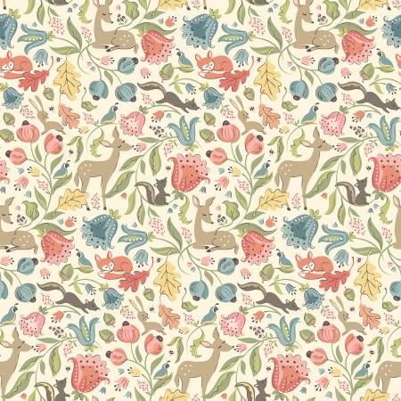 Fabric DEER MEADOW CREAM for Poppie Cotton, # WW25100