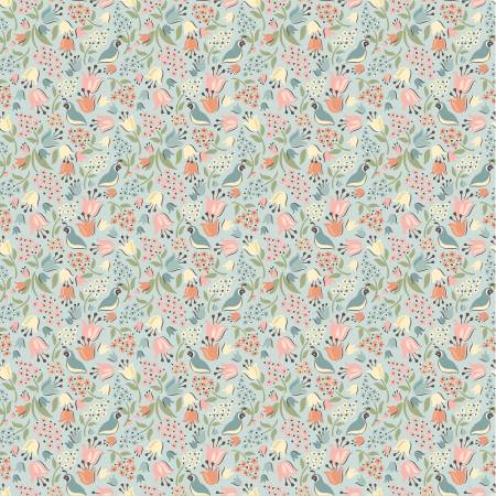 Fabric QUAIL HOLLOW LIGHT TEAL for Poppie Cotton, # WW25104