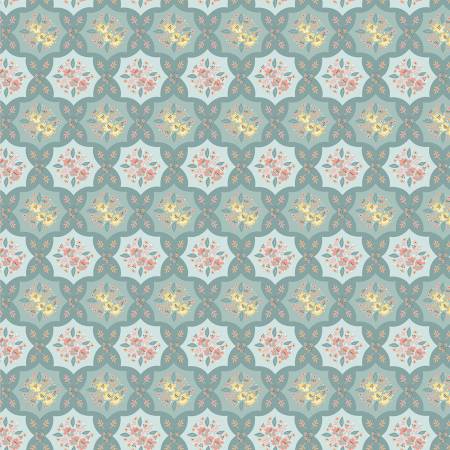 Fabric QUILTY PATCHES TEAL for Poppie Cotton, # WW25107