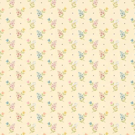Fabric YELLOW SPRIGS AND TULIPS for Poppie Cotton, # WW25112