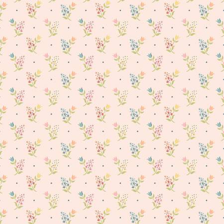 Fabric BLUSH SPRIGS AND TULIPS for Poppie Cotton, # WW25114