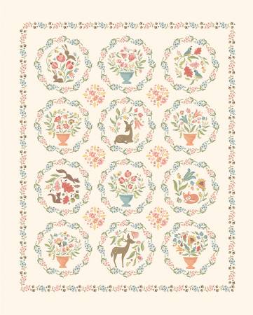 Fabric CREAM WILDWOOD PANEL for Poppie Cotton, # WW25118