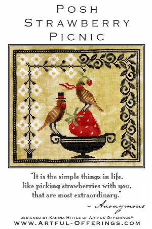 Cross-Stitch Sampler Pattern POSH STRAWBERRY PICNIC Sampler # XS23196 by Artful Offerings