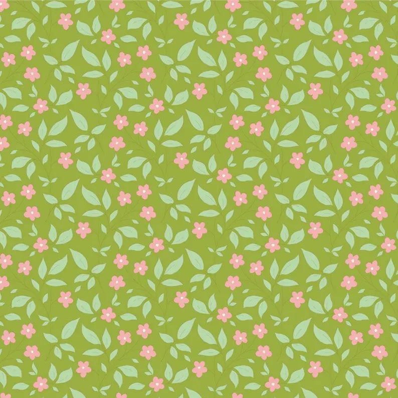 Fabric SUNDAY BRUNCH Blenders TIPSY GREEN by TILDA, TIL110114