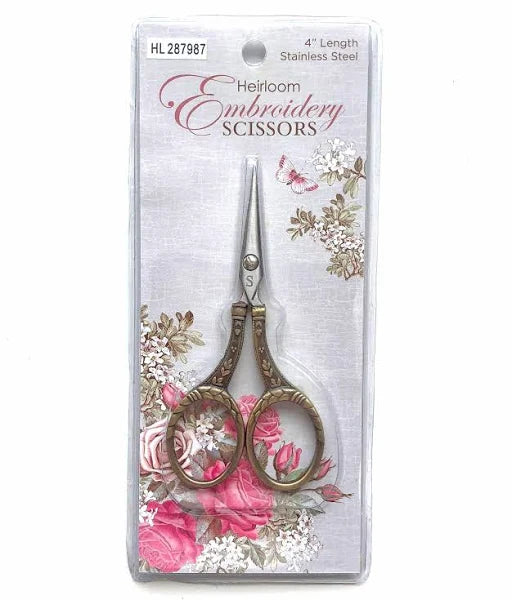 Sullivans' Antique Gold Round Handle Heirloom Embroidery Scissors # HL287987
