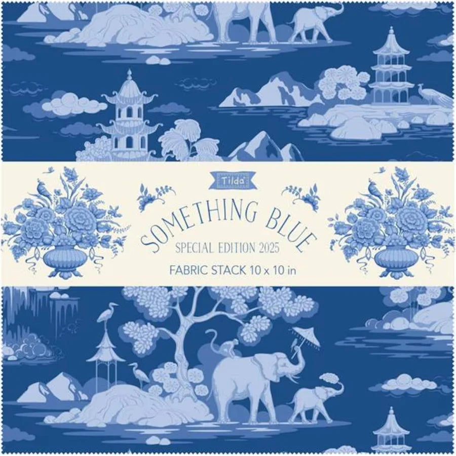 Fabric Stack, 40 pieces, 10"x 10" each from Tilda, SOMETHING BLUE Collection, TIL300268