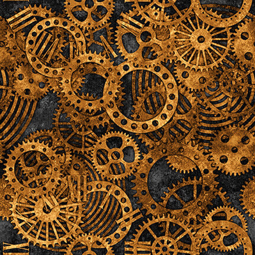 Fabric GEARS from Alternative Age Collection by Urban Essence Designs for Blank Co., 2318-99 Black