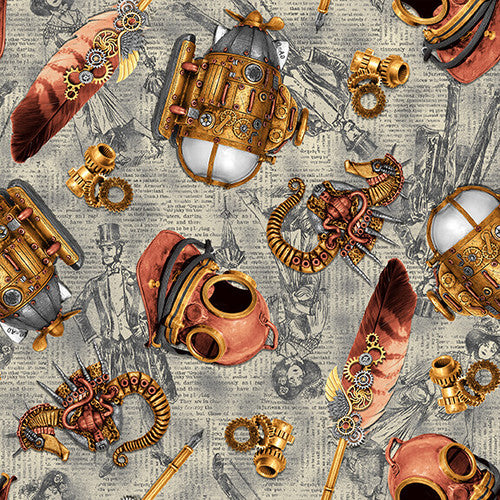 Fabric NAUTICAL ELEMENTS from Alternative Age Collection by Urban Essence Designs for Blank Co., 2324-90 Gray