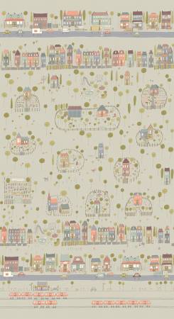 Henry Glass Fabric Sage Neighborhood Panel 24in # 2632P-66  from My Neighborhood Collection by Anni Downs