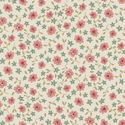 Henry Glass Fabric TOSSED POSIES, 2897-44 Cream, Market Garden Collection by Anni Downs
