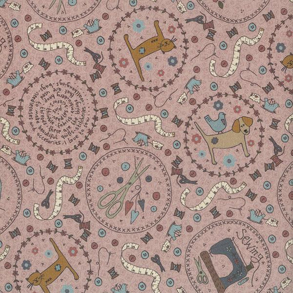 Quilting FABRIC from Lecien, One Stitch At a Time Collection by Lynnette Anderson. 35071-20 Stitched Circles