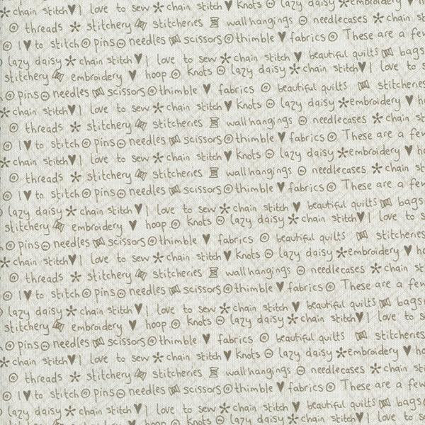 Quilting FABRIC from Lecien, One Stitch At a Time Collection by Lynnette Anderson. 35076-10 Words