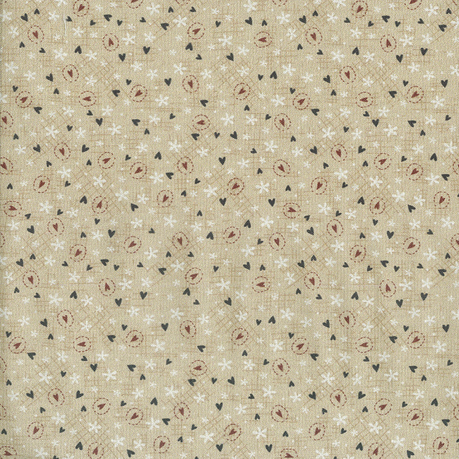 Quilting FABRIC from Lecien, One Stitch At a Time Collection by Lynnette Anderson. 35077-10 Tiny Flowers and Hearts