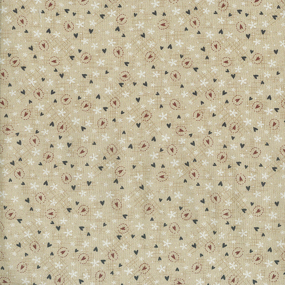 Quilting FABRIC from Lecien, One Stitch At a Time Collection by Lynnette Anderson. 35077-10 Tiny Flowers and Hearts