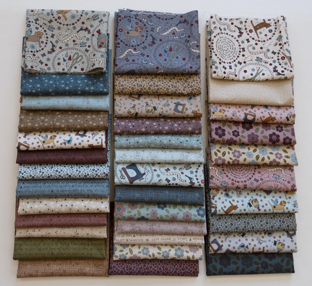 Quilting FABRIC Set of 36 fat 1/8s from Lecien , One Stitch At a Time Collection by Lynnette Anderson.