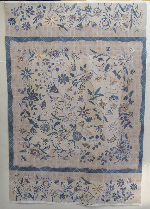 Yoko Saito Panel, Grey/Blue, 31865, Quilting Fabric from Lecien