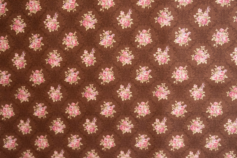 Quilting Fabric LECIEN Antique Rose lcn 31768-80 Brown, Small Rose