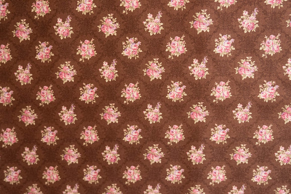 Quilting Fabric LECIEN Antique Rose lcn 31768-80 Brown, Small Rose