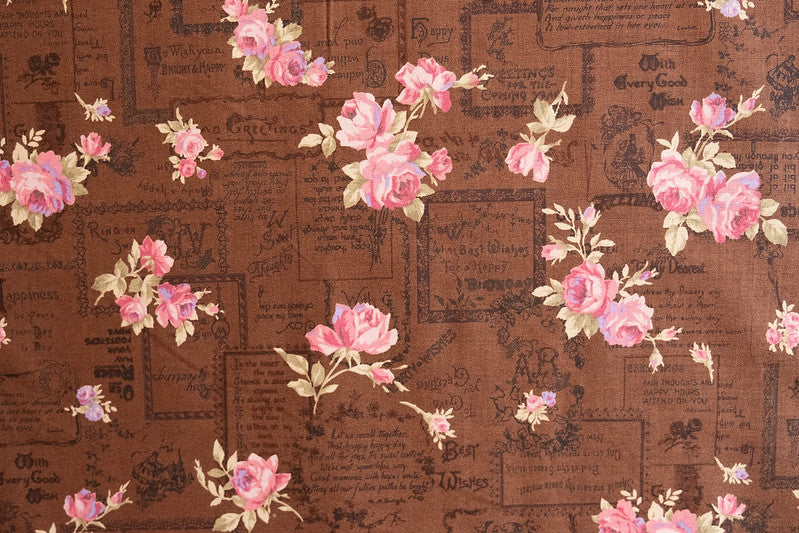 Quilting Fabric LECIEN Antique Rose lcn 31766-80 Brown, Medium Rose